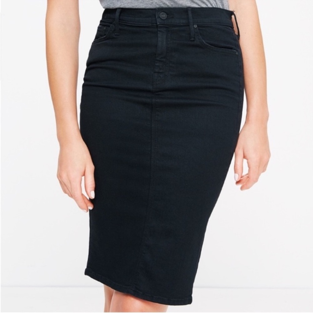 MOTHER The Peg Slit Black Pencil Skirt “Not Guilty” In Denim 🖤